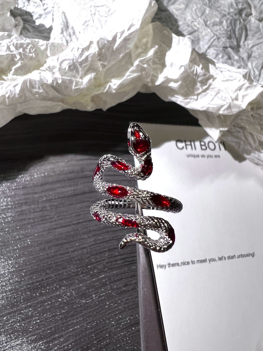 "Red Scar Snake" Wrap Ring