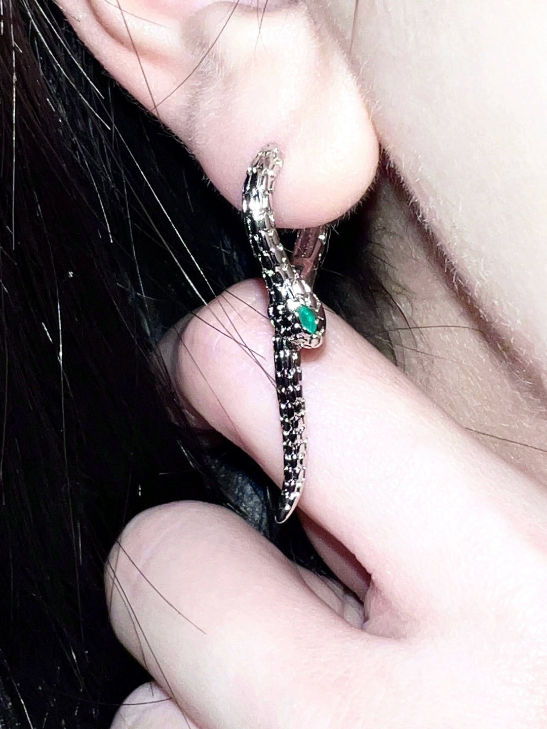 "Green-Eyed Snake" Earrings