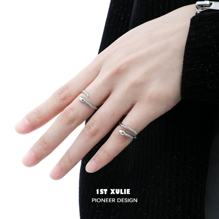 Elegant Ice Snake Silver Ring