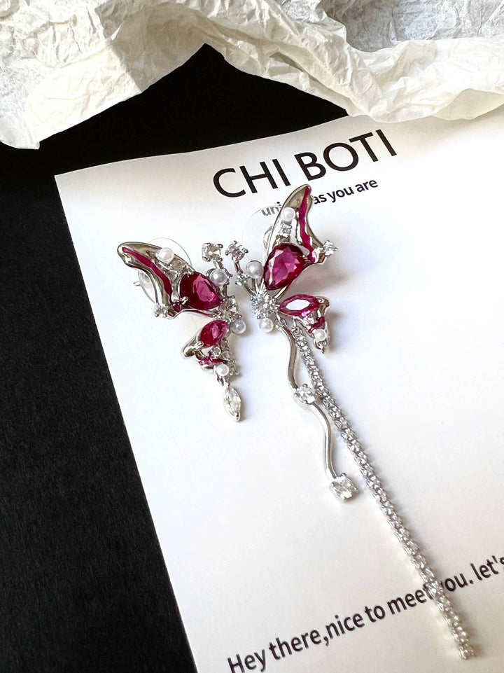 "Blood Butterfly" Zircon Earrings