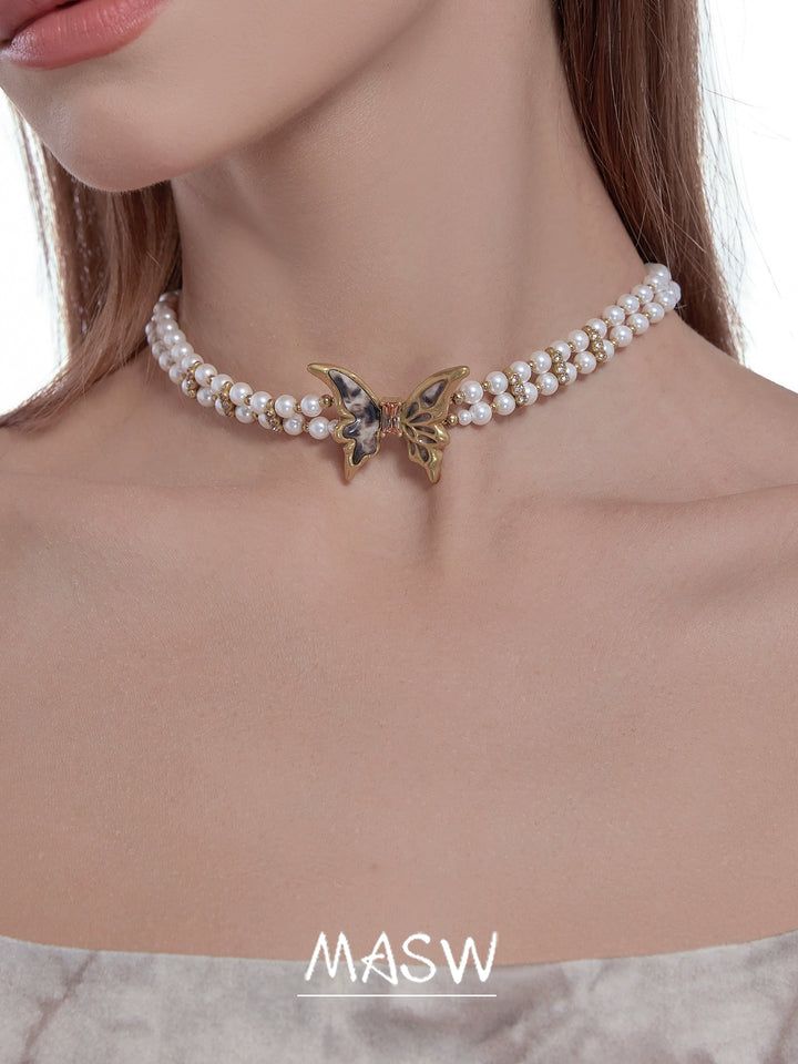 Leopard Butterfly Beaded Choker