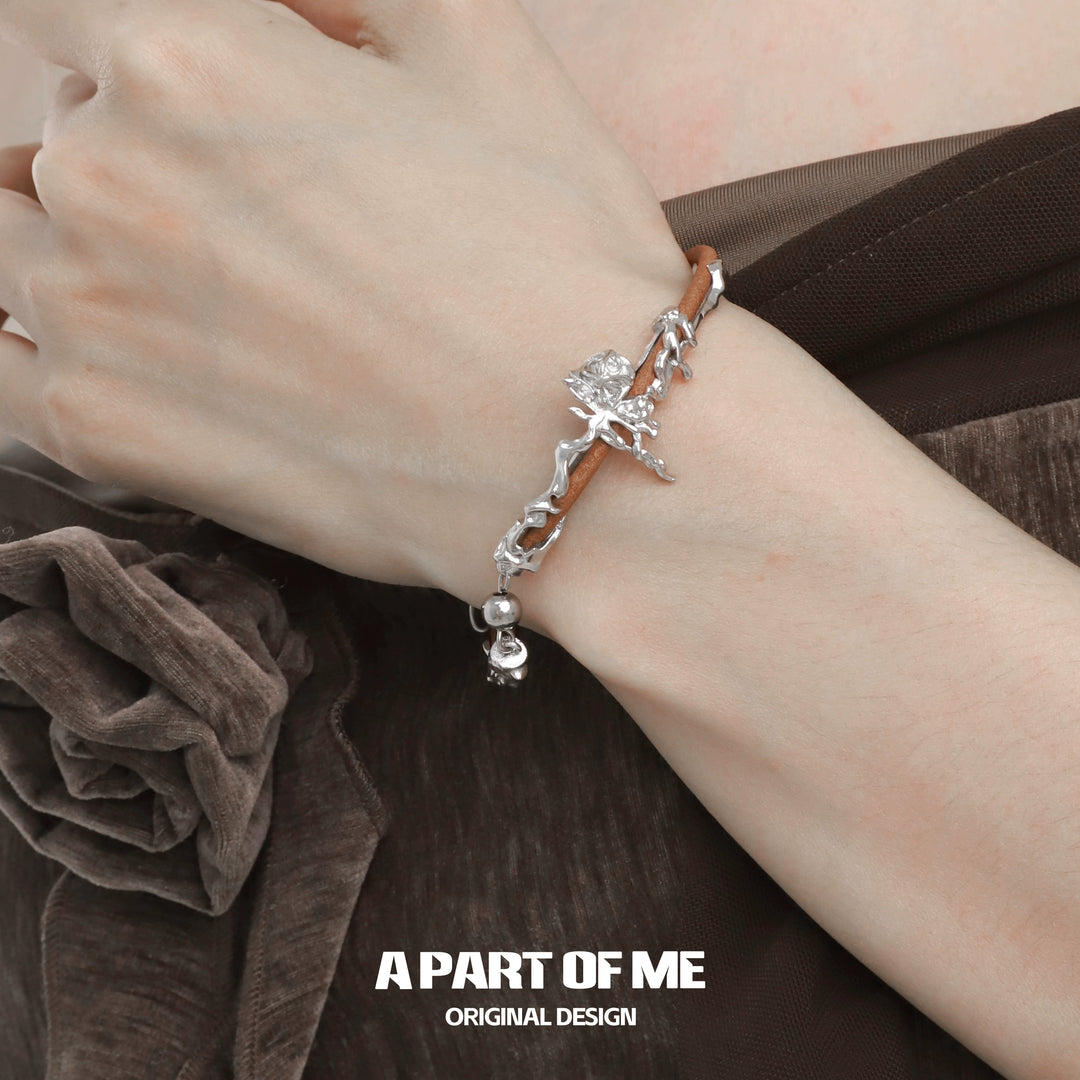 Caramel Rose Leather Bracelet