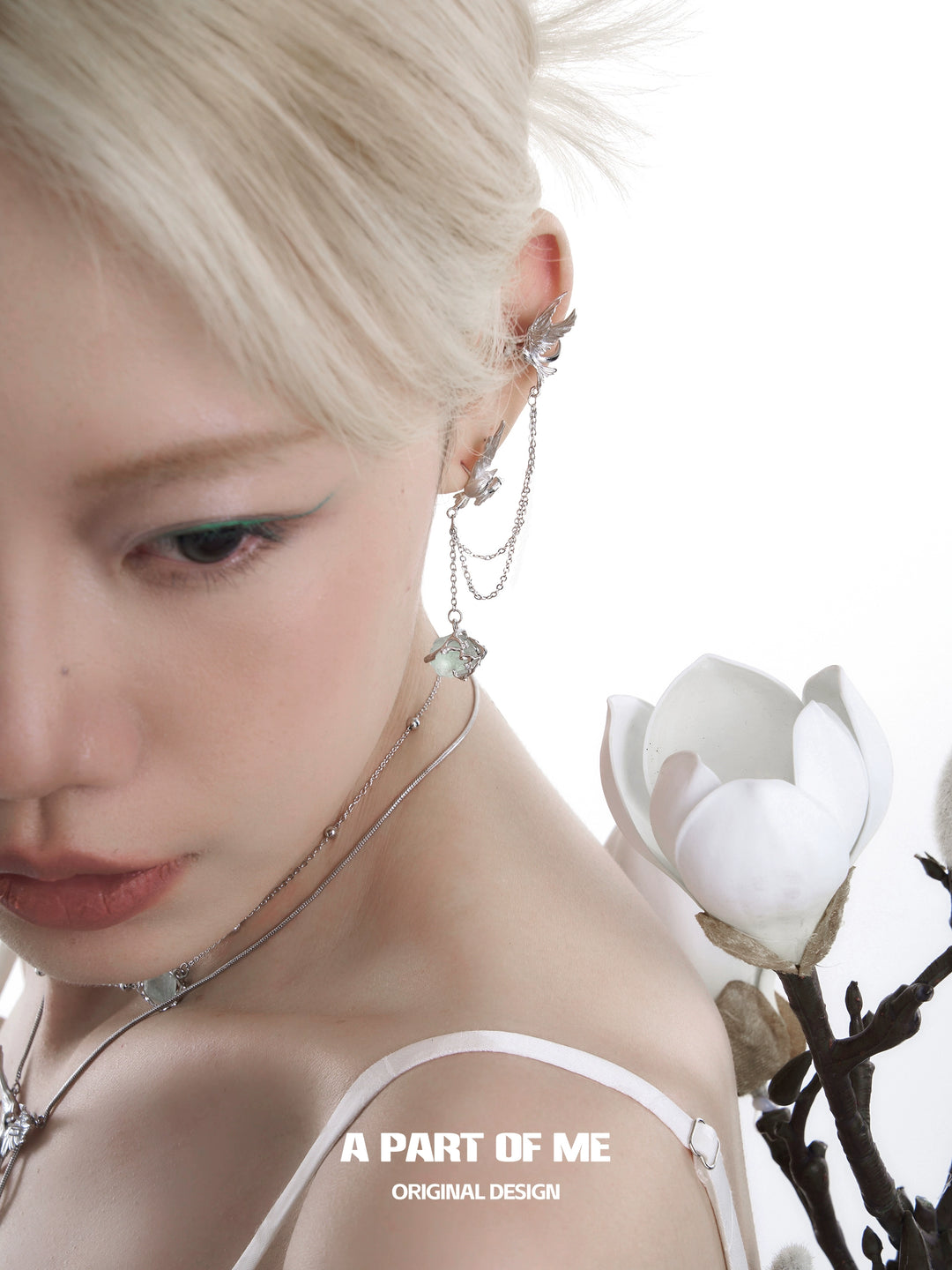 Flying Bird Fluorite Ear Cuffs