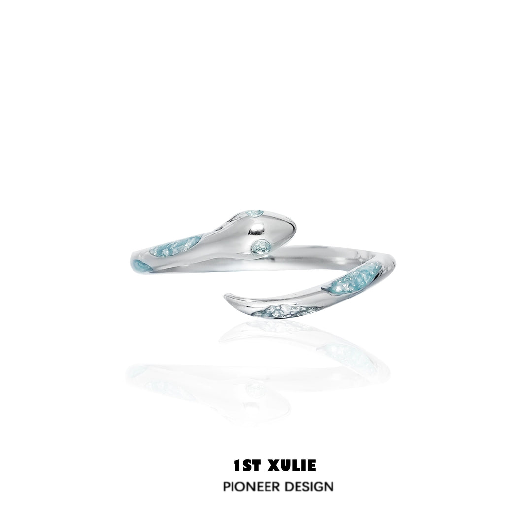 Elegant Ice Snake Silver Ring