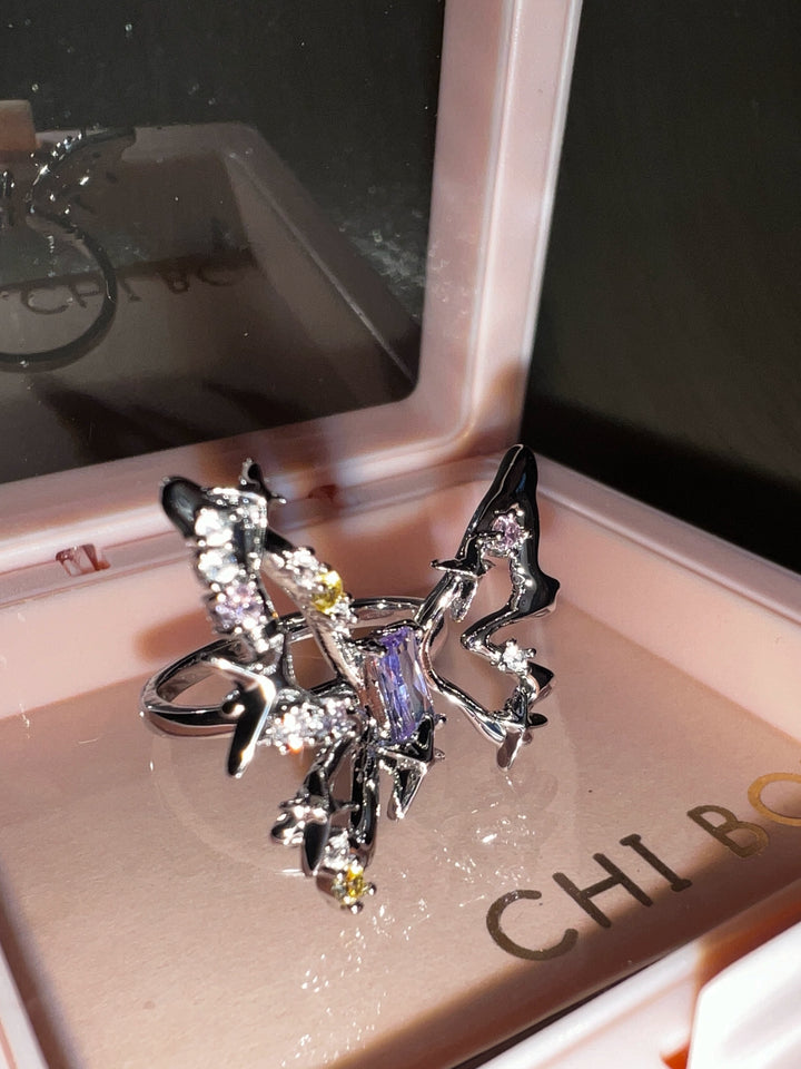 "Galaxy Butterfly" Zircon Ring