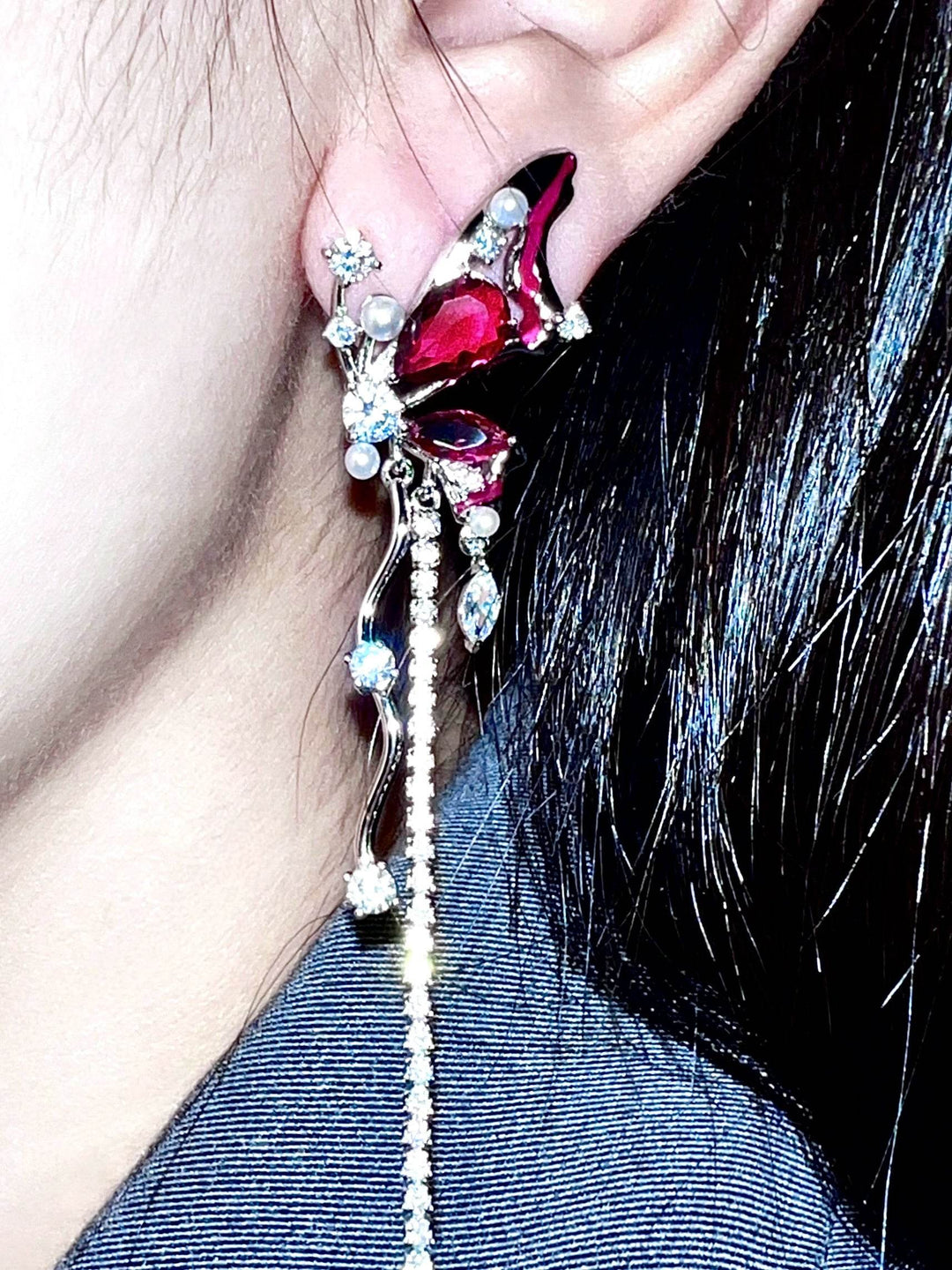 "Blood Butterfly" Zircon Earrings