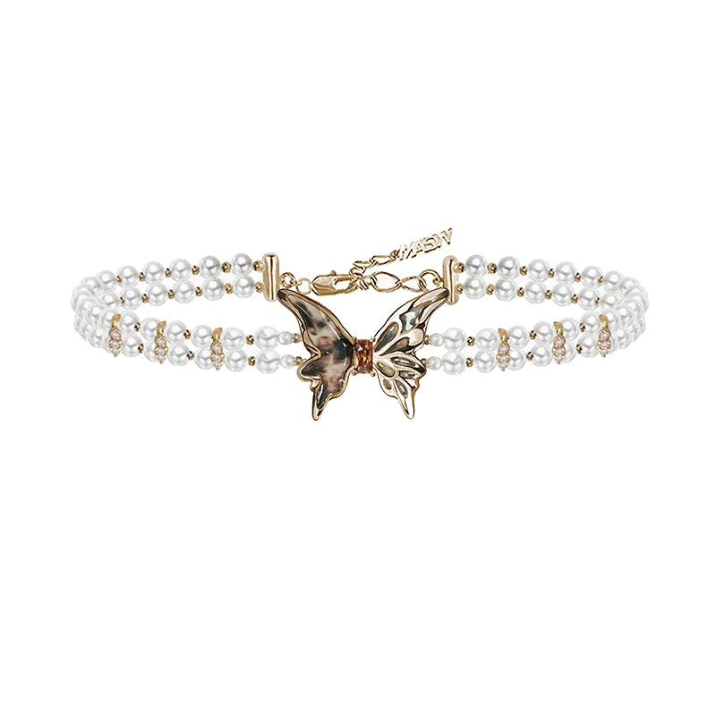Leopard Butterfly Beaded Choker