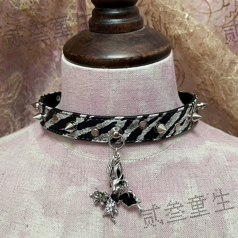 Choker-Two Three Tongsheng Original Butterfly Neck Chain Cold Sense Punk Dark Niche Hottie Premium Sense Choker Collarbone Chain