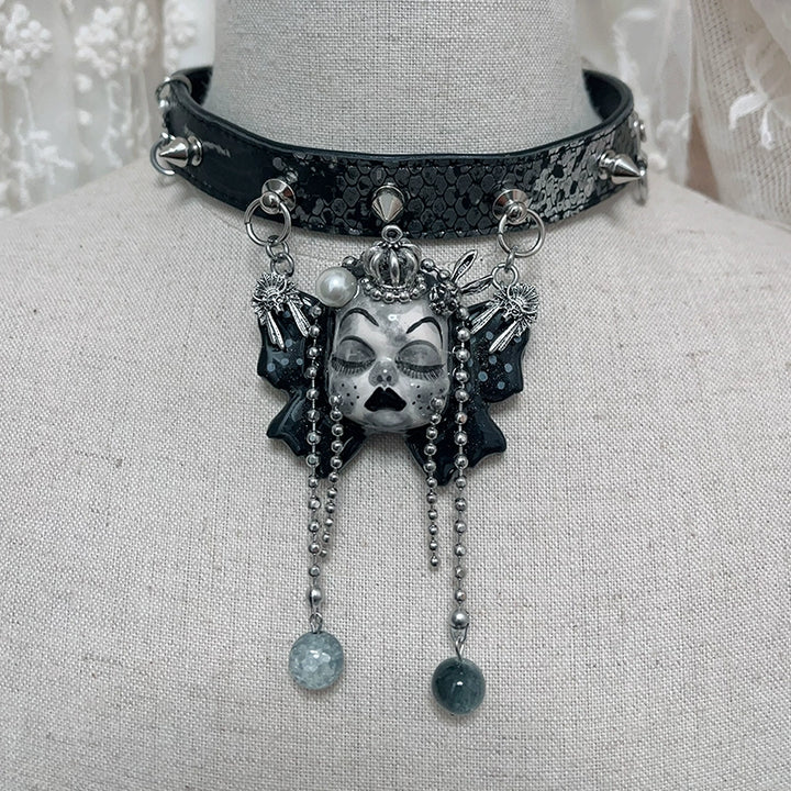 Choker-two three children original handmade belt collarbone chain subculture punk wind y2k dark babes goth choker