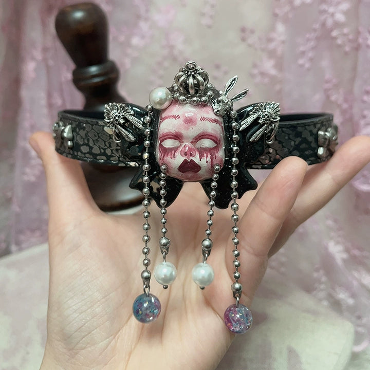 Choker-two three children original handmade belt collarbone chain subculture punk wind y2k dark babes goth choker