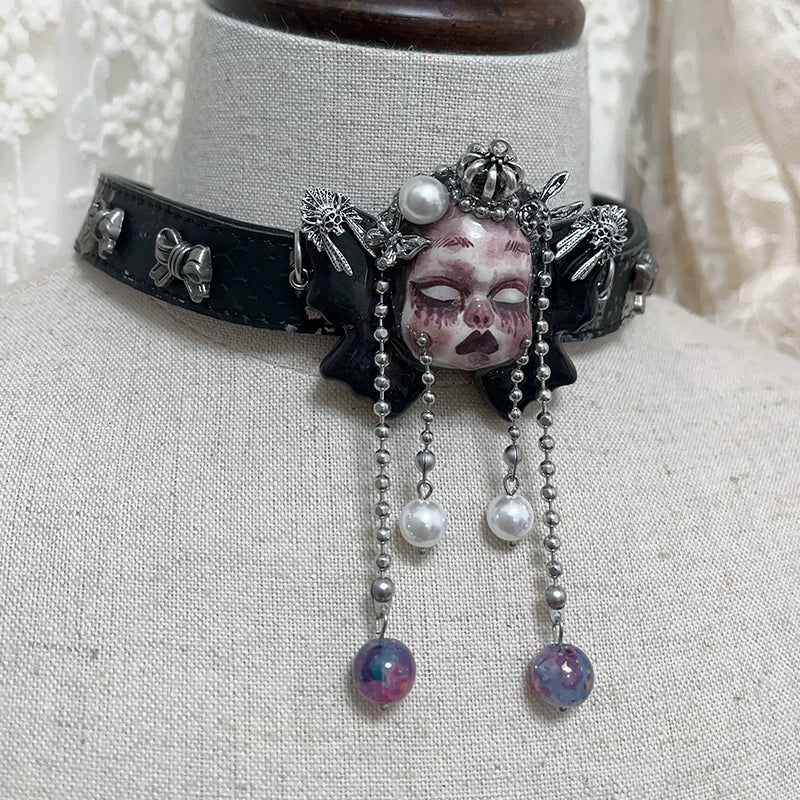 Choker-two three children original handmade belt collarbone chain subculture punk wind y2k dark babes goth choker