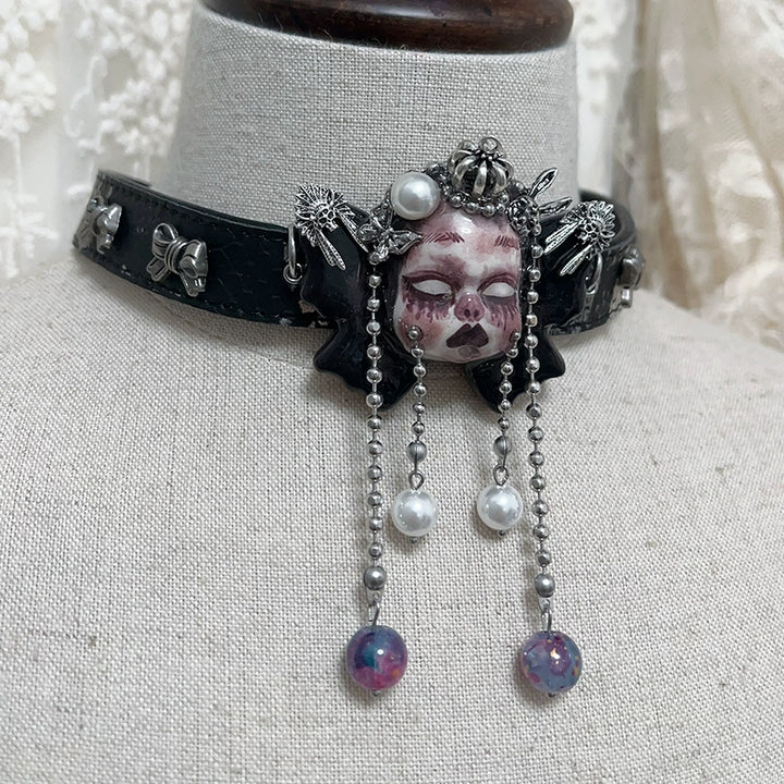 Choker-two three children original handmade belt collarbone chain subculture punk wind y2k dark babes goth choker