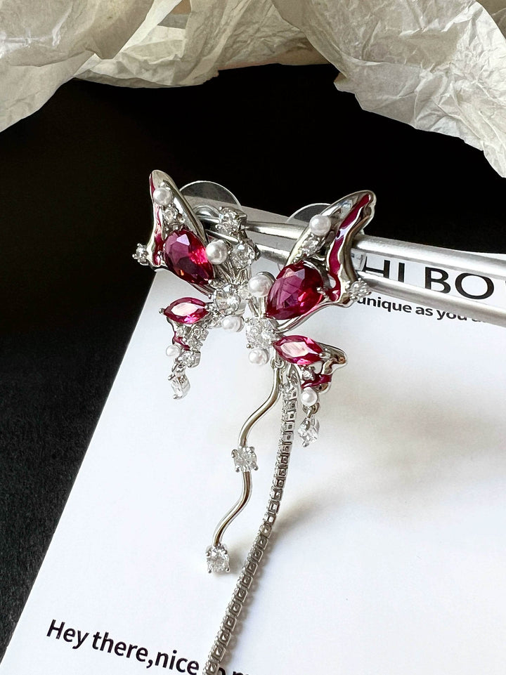 "Blood Butterfly" Zircon Earrings