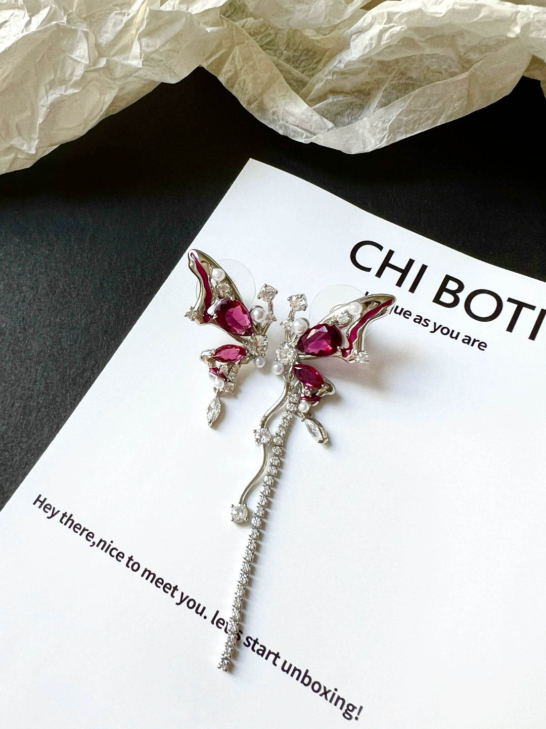 "Blood Butterfly" Zircon Earrings
