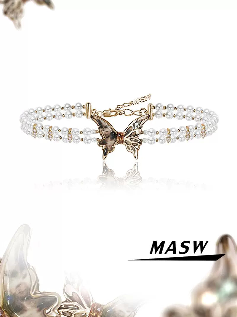 Leopard Butterfly Beaded Choker