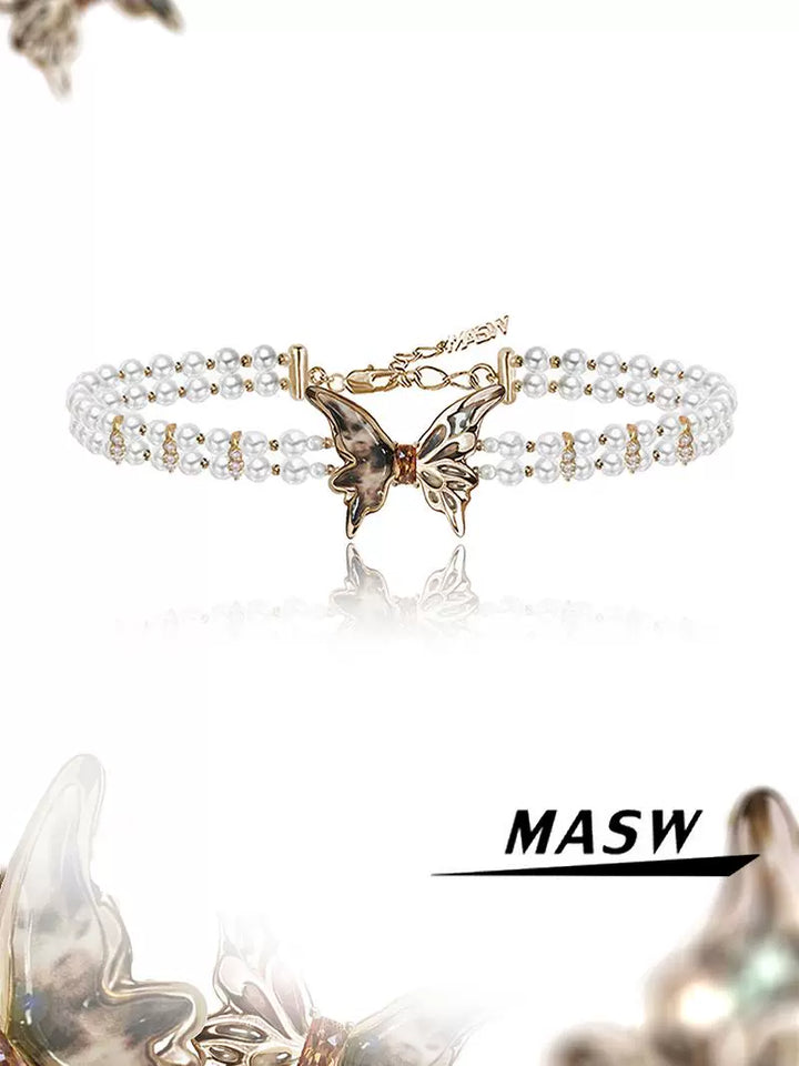 Leopard Butterfly Beaded Choker