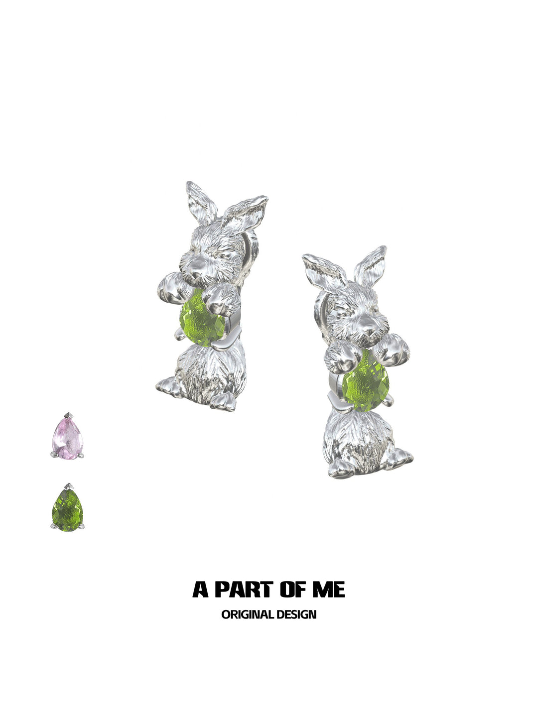 Diamond Rabbit Stud Earrings